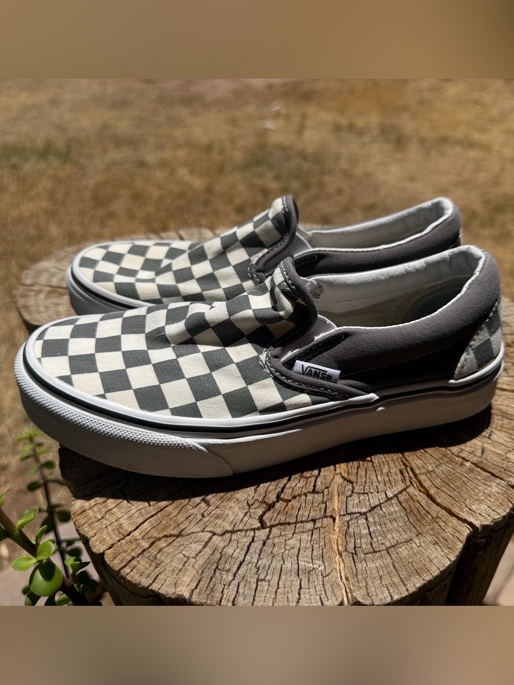 Vans Checkerboard Slip-On Sneakers in Black and White